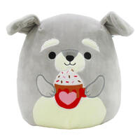 Squishmallows  - 12" - Love/Heart  - Shaun The Hot Chocolate Grey Schnauzer