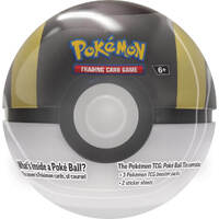 Pokemon Cards - Gold - Poké Ball Tin - 3 Booster Packs