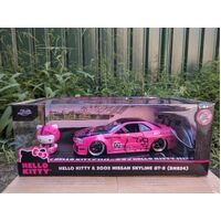 Hello Kitty - 2002 Nissan Skyline GT-R R34 - 1:24 Scale - Die-Cast Metal Vehicle with Figure