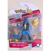 Pokemon - Battle Figure Set - Omanyte, Lucario & Pikachu
