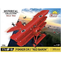 Cobi: World War I - The Red Baron’s Fokker Dr.I Triplane 1/32 Scale Construction Set (174 pcs)