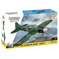 Cobi: World War II - Mitsubishi A6M2 "Zero" Fighter Plane Historical Collection 1/48th Scale Building Block Construction Set (170 Pieces)