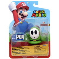 Super Mario - Green Shy Guy with Pow Block - 4 Inch Figure