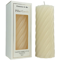 Candle - Pillar - Unscented - Ivory - Twisted Ribbed Style - 14cm