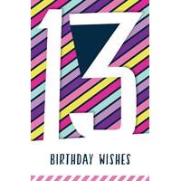 Birthday Wishes "13" Card Purple