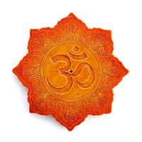 Orange - Om Lotus - Flat Incense Burner