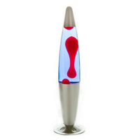 Lava Lamp - Peace - Colour <> Red in Dark Blue - Base <> Silver