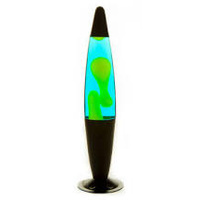 Lava Lamp - Peace - Colour <> Yellow in Light Blue - Base <> Black