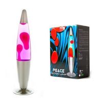 Lava Lamp - Peace - Colour <> Crimson in Pink - Base <> Silver