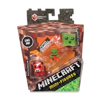 Minecraft - Netherrack - Series 3: - MOOSHROOM, ZOMBIE IN FLAMES, SLIME CUBE - Mini-Figure 3-Pack