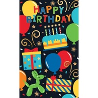 happy birthday with cake and ballooons