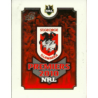 2010 St George Dragons Premiers limited edition card set