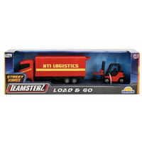 Load and Go - Commercial Logistics Red Lorry With Forklift Truck