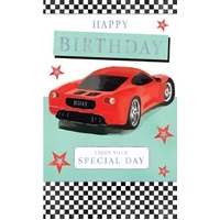 happy birthday - fast red car