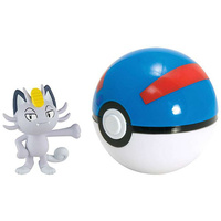 Pokemon Clip n Carry Pokeball Alolan Meowth & Great Ball Figure Set 