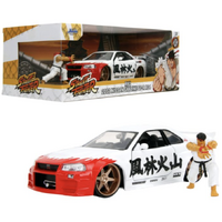 Street Fighter - Nissan Skyline GTR R34 With Ryu Figure - 1:24 Scale Diecast Vehicle Set