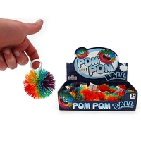 Rainbow - Pom Pom Ball - Keyring