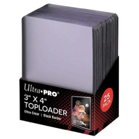 Top Loader - 3" x 4" - 25 Pack -  Regular - Black Bordered