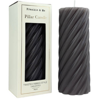 Candle - Pillar - Unscented - Ivory - Twisted Ribbed Style - 14cm