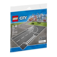 Lego -  City -  T-Junction & Curved Road Plates - 7281